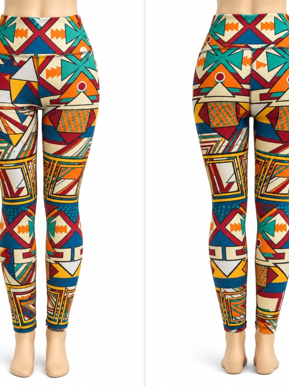 LuLaRoe Tall & Curvy TC Leggings Bold Geometric Boho Multicolor Print